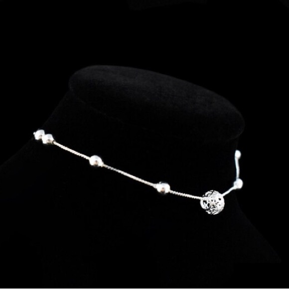 925 Sterling Silver Anklet Chain Hollow Ball Pendant Anklets Bracelet Chain - Picture 8 of 9